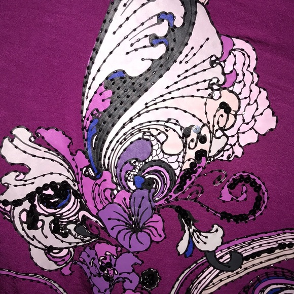 Purple Beaded Off The Shoulder Dress - Picture 4 of 7